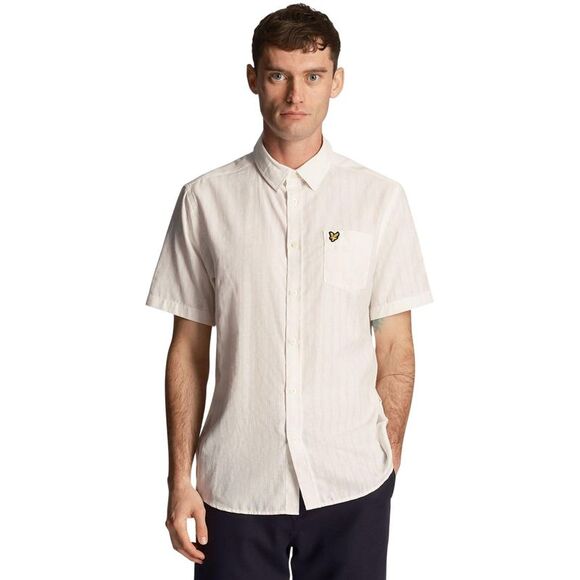 Lyle & Scott Mens Textured Short-Sleeved Shirt / White